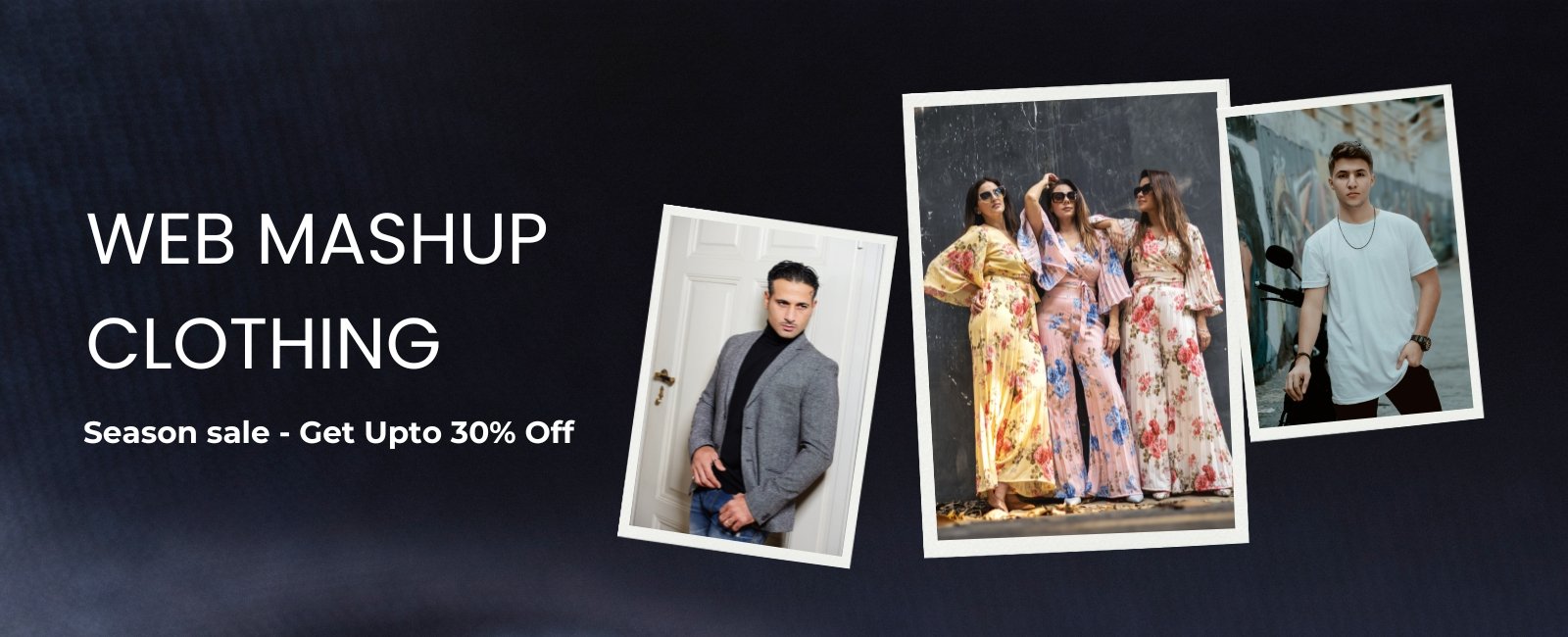 Black Photo Collage Men's Fashion Etsy Shop Cover (1600 x 650 px) (1600 x 650 px)