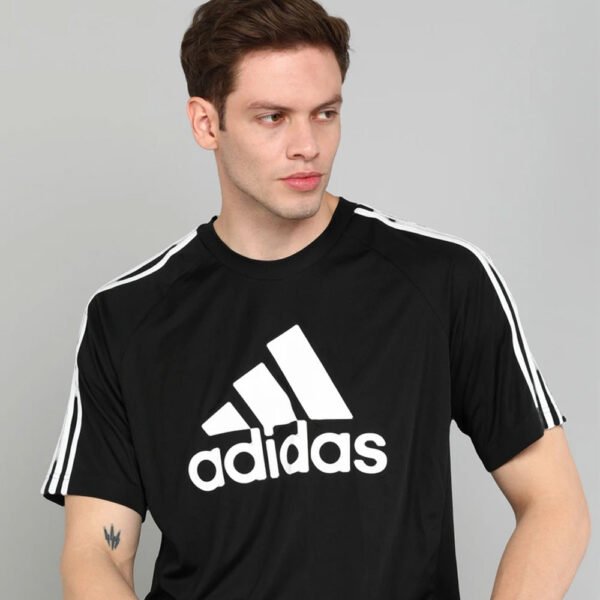 ADIDAS PRINTED MEN ROUND NECK BLACK T-SHIRT